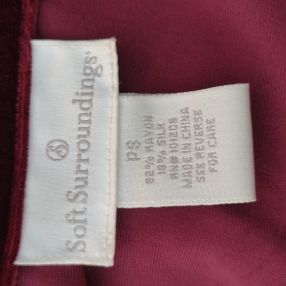 Soft Surroundings Deep Red Velour Jacket PS - Picture 7 of 8